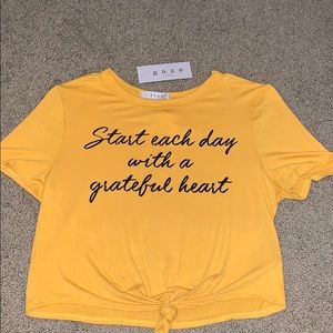 Yellow Grateful Heart Slight Crop and Tied Shirt